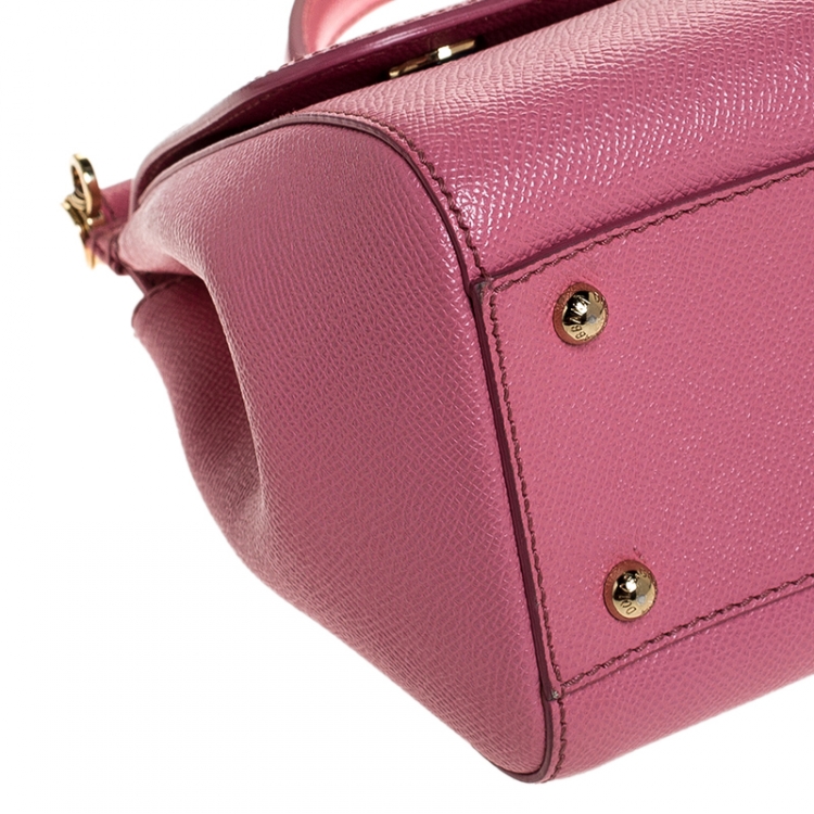 Pre Owned Dolce and Gabbana Pink Dauphine Leather Medium Miss Sicily Bag