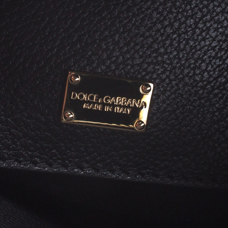 Pre Owned Dolce and Gabbana Black Leather Rosaria Box Top Handle Bag
