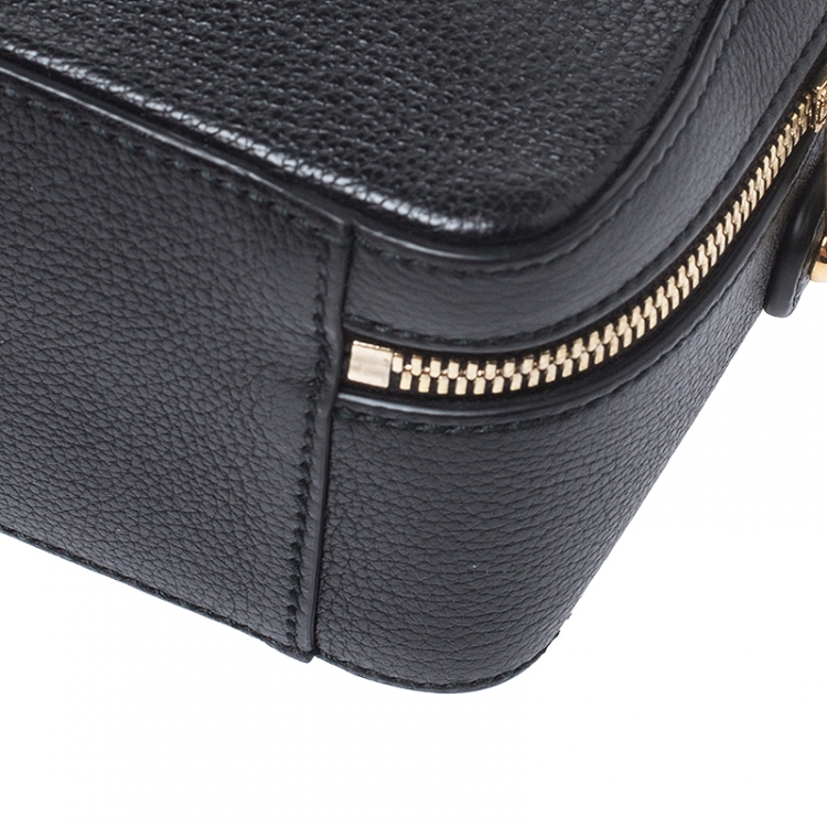 Pre Owned Dolce and Gabbana Black Leather Rosaria Box Top Handle Bag