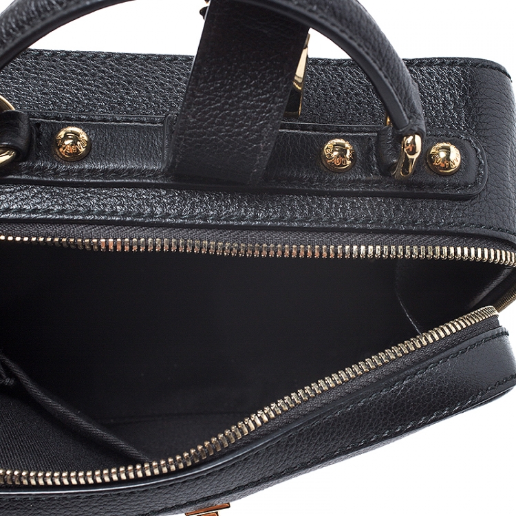 Pre Owned Dolce and Gabbana Black Leather Rosaria Box Top Handle Bag