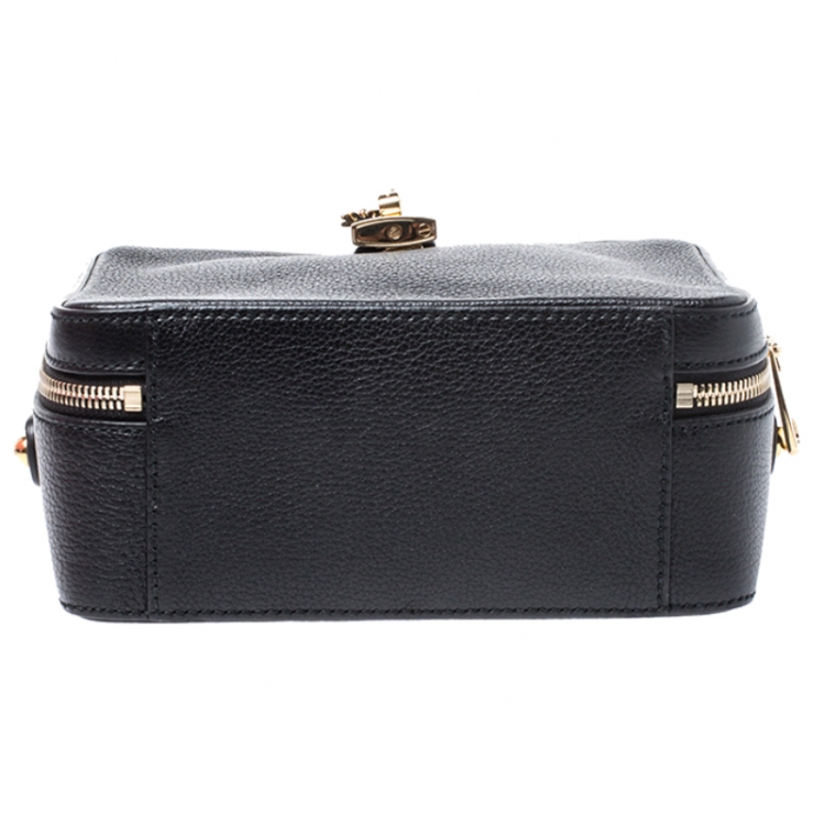 Pre Owned Dolce and Gabbana Black Leather Rosaria Box Top Handle Bag