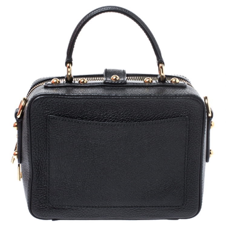 Pre Owned Dolce and Gabbana Black Leather Rosaria Box Top Handle Bag