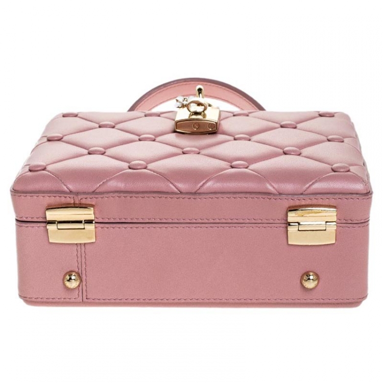 Pre Owned Dolce & Gabbana Pink Quilted Leather Box Top Handle Bag