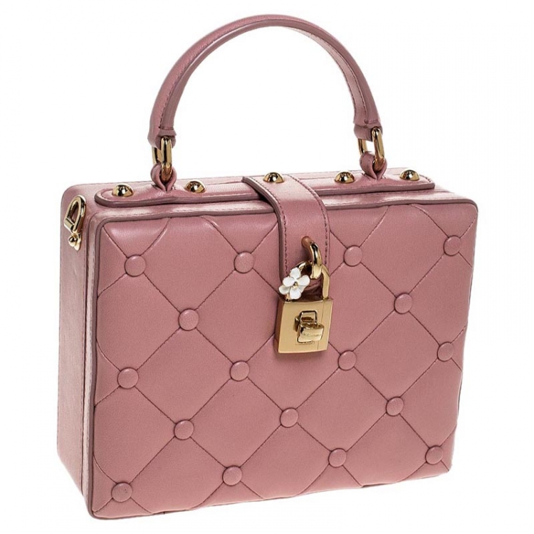 Pre Owned Dolce & Gabbana Pink Quilted Leather Box Top Handle Bag