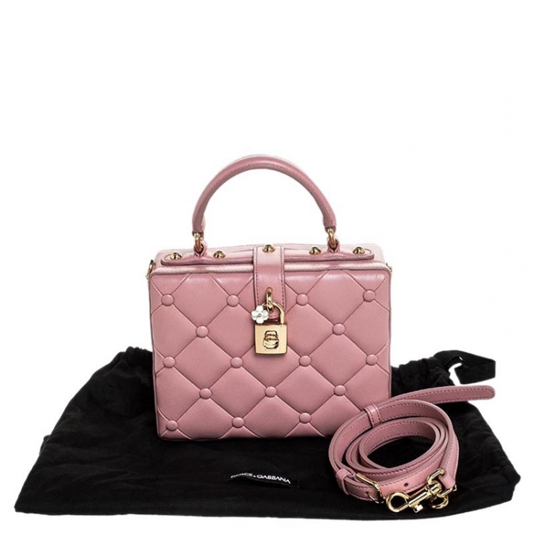Pre Owned Dolce & Gabbana Pink Quilted Leather Box Top Handle Bag