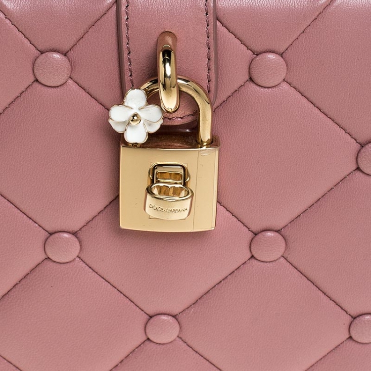 Pre Owned Dolce & Gabbana Pink Quilted Leather Box Top Handle Bag