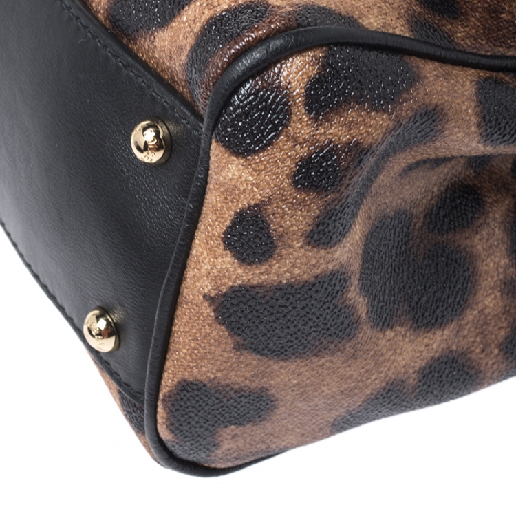 Pre Owned Dolce & Gabbana Leopard Print Leather Medium Miss Sicily Top Handle Bag