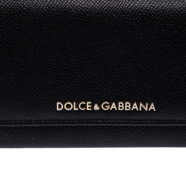 Pre Owned Dolce & Gabbana Black Leather Continental Wallet