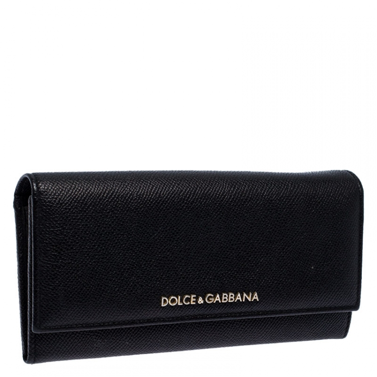 Pre Owned Dolce & Gabbana Black Leather Continental Wallet