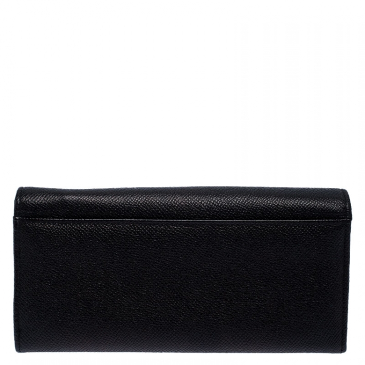 Pre Owned Dolce & Gabbana Black Leather Continental Wallet