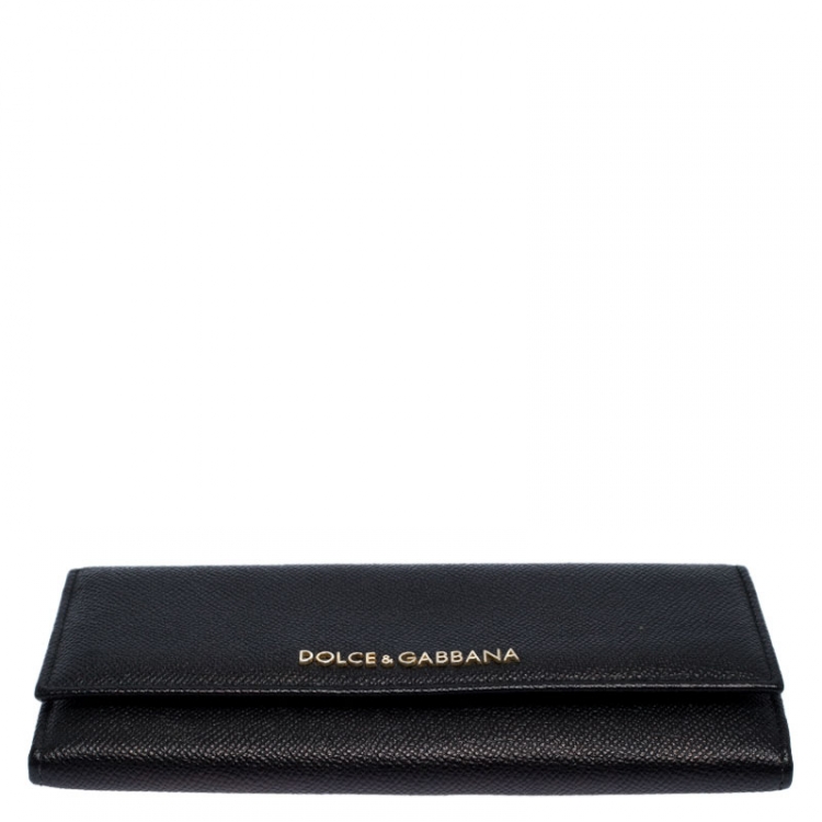 Pre Owned Dolce & Gabbana Black Leather Continental Wallet