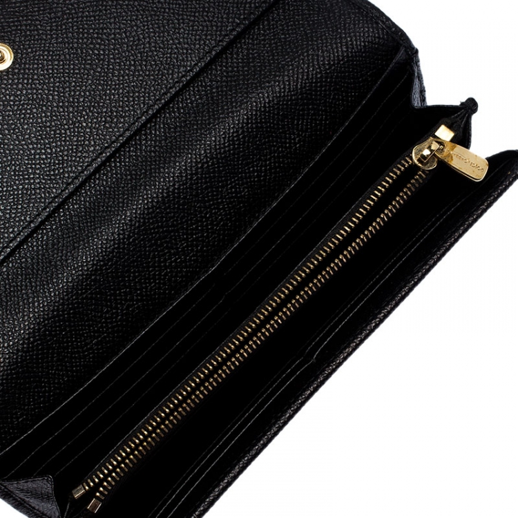 Pre Owned Dolce & Gabbana Black Leather Continental Wallet