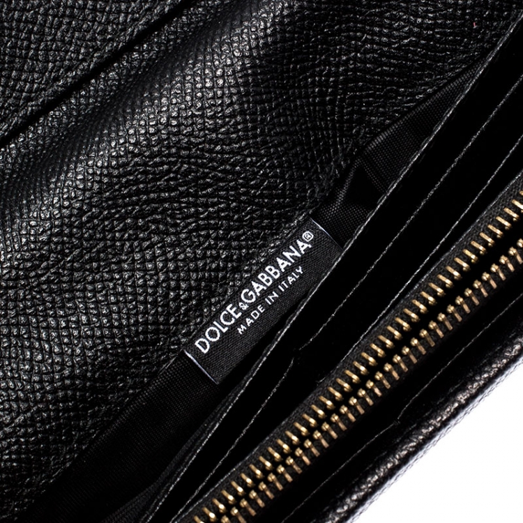 Pre Owned Dolce & Gabbana Black Leather Continental Wallet