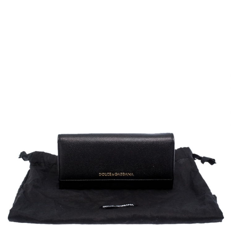 Pre Owned Dolce & Gabbana Black Leather Continental Wallet