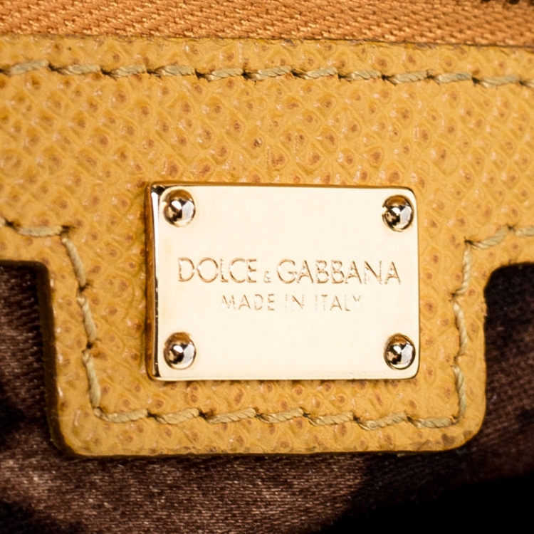 Pre Owned Dolce and Gabbana Mustard Leather Medium Miss Sicily Top Handle Bag