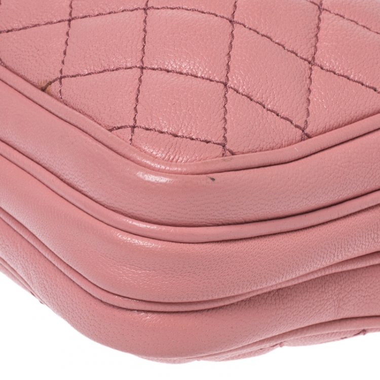 Pre Owned Dolce and Gabbana Pink Quilted Leather Lily Glam Crossbody Bag