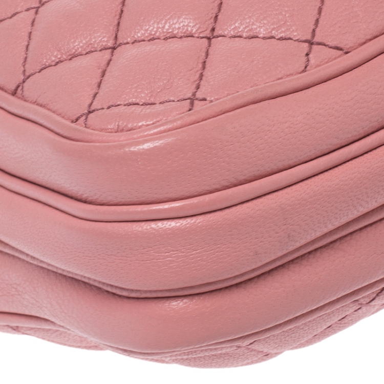 Pre Owned Dolce and Gabbana Pink Quilted Leather Lily Glam Crossbody Bag