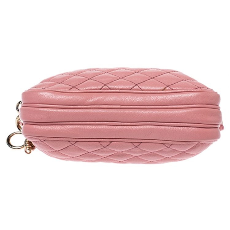 Pre Owned Dolce and Gabbana Pink Quilted Leather Lily Glam Crossbody Bag