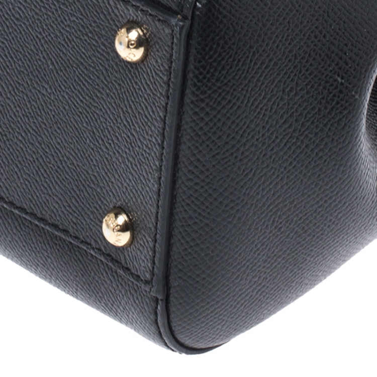 Pre Owned Dolce and Gabbana Black Dauphine Leather Medium Miss Sicily Bag