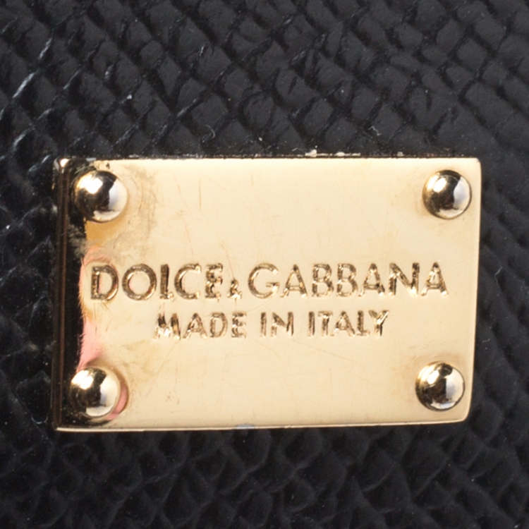Pre Owned Dolce and Gabbana Black Dauphine Leather Medium Miss Sicily Bag