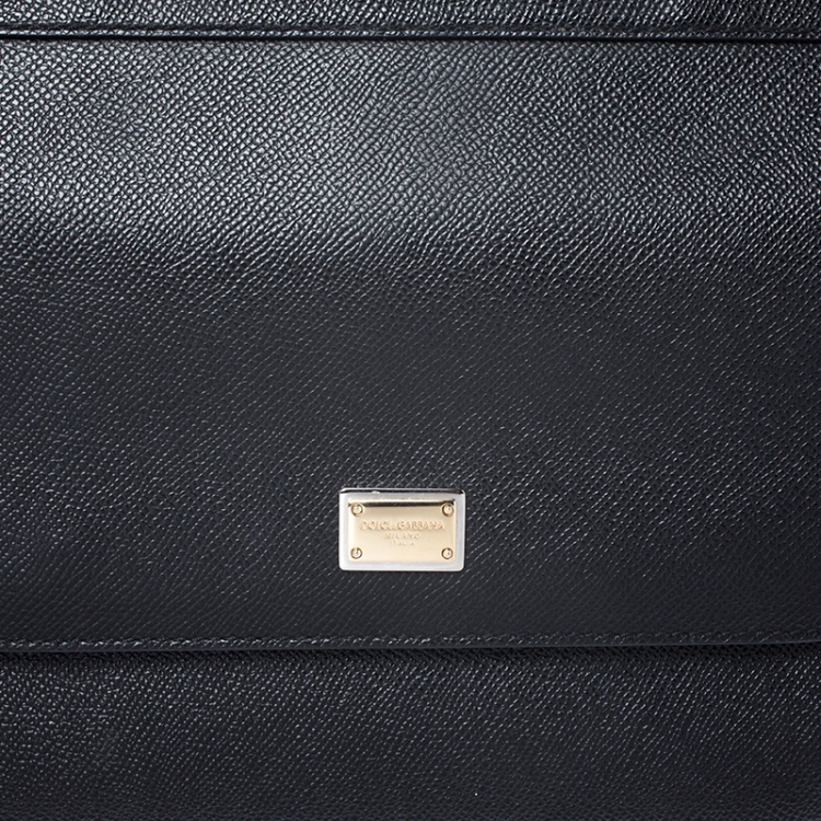 Pre Owned Dolce and Gabbana Black Dauphine Leather Medium Miss Sicily Bag