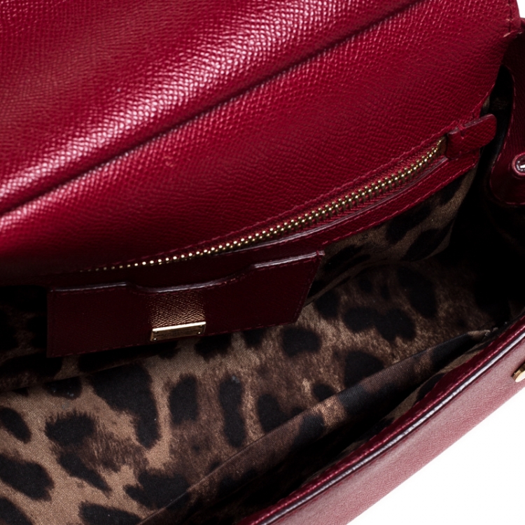 مملوكة مسبقًا Dolce and Gabbana Red Dauphine Leather Medium Miss Sicily Bag