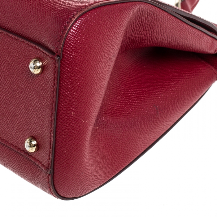 مملوكة مسبقًا Dolce and Gabbana Red Dauphine Leather Medium Miss Sicily Bag