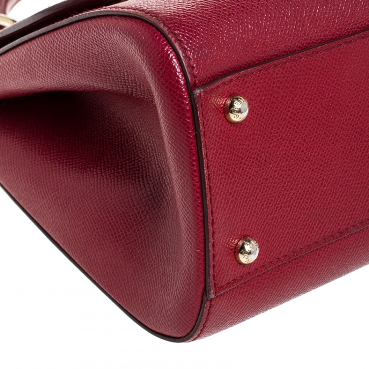 مملوك�ة مسبقًا Dolce and Gabbana Red Dauphine Leather Medium Miss Sicily Bag