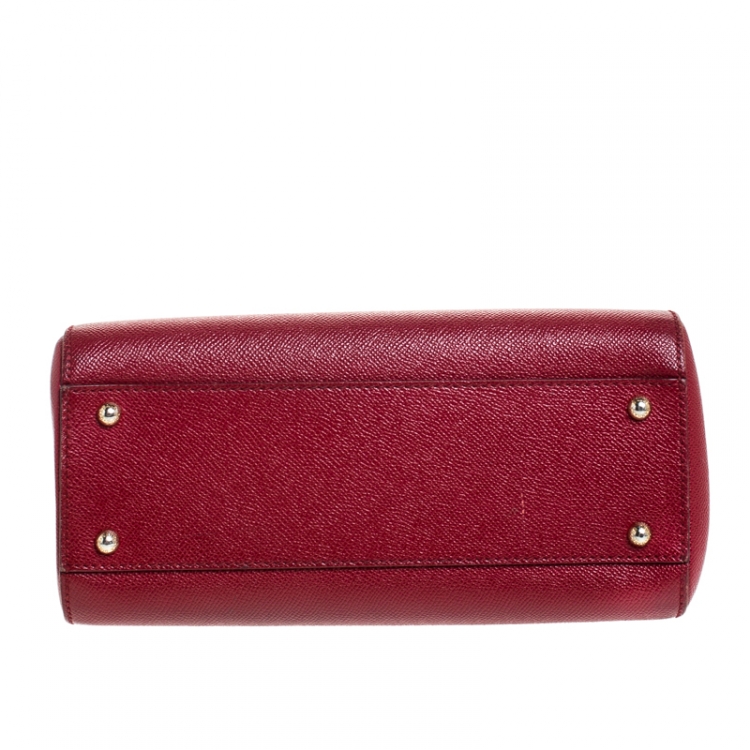 مملوكة مسبقًا Dolce and Gabbana Red Dauphine Leather Medium Miss Sicily Bag