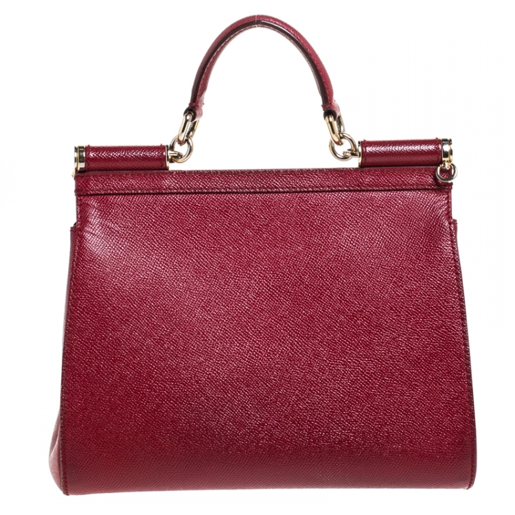 مملوكة مسبقًا Dolce and Gabbana Red Dauphine Leather Medium Miss Sicily Bag