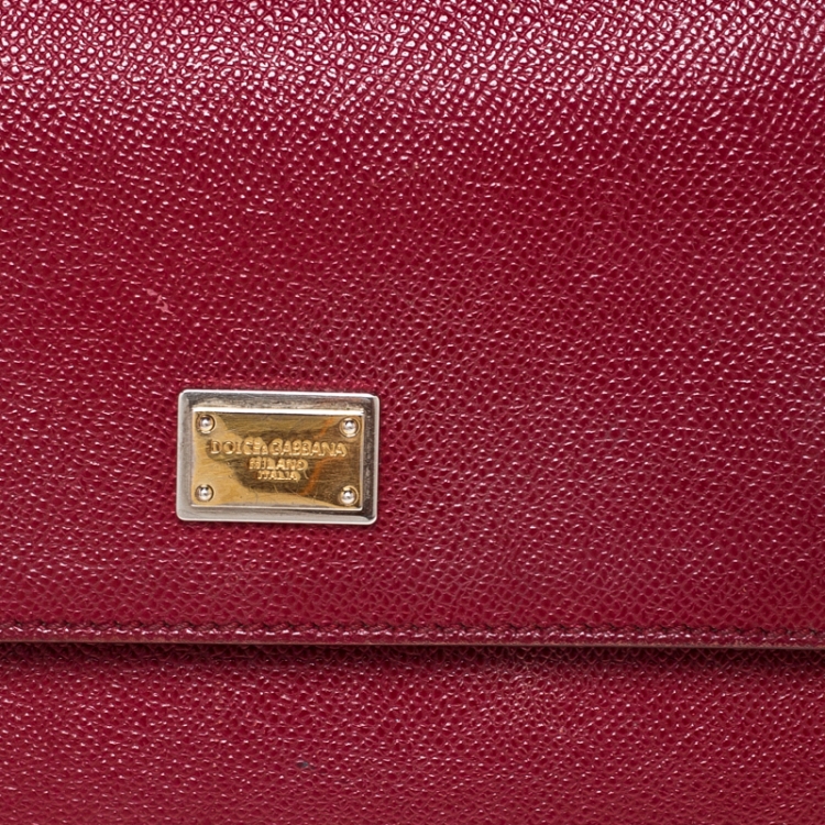مملوكة مسبقًا Dolce and Gabbana Red Dauphine Leather Medium Miss Sicily Bag