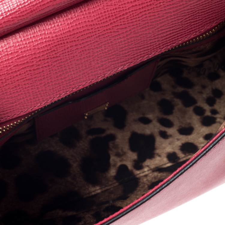 Pre Owned Dolce & Gabbana Red Python and Leather Miss Sicily Top Handle Bag
