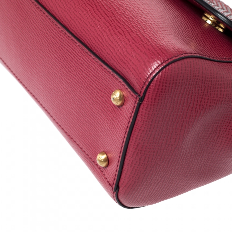 Pre Owned Dolce & Gabbana Red Python and Leather Miss Sicily Top Handle Bag