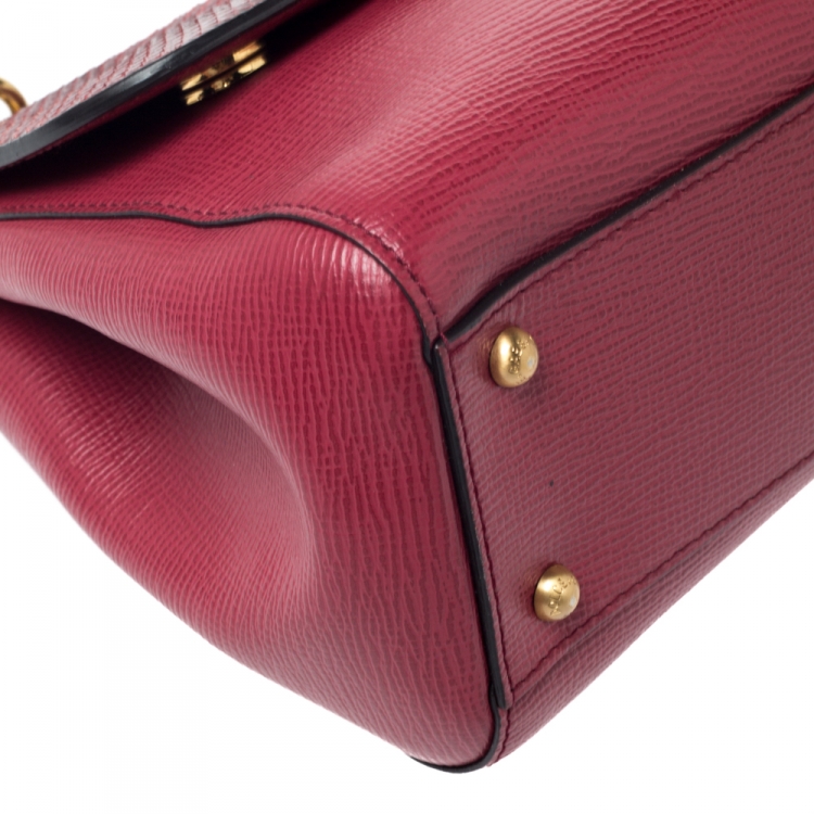 Pre Owned Dolce & Gabbana Red Python and Leather Miss Sicily Top Handle Bag