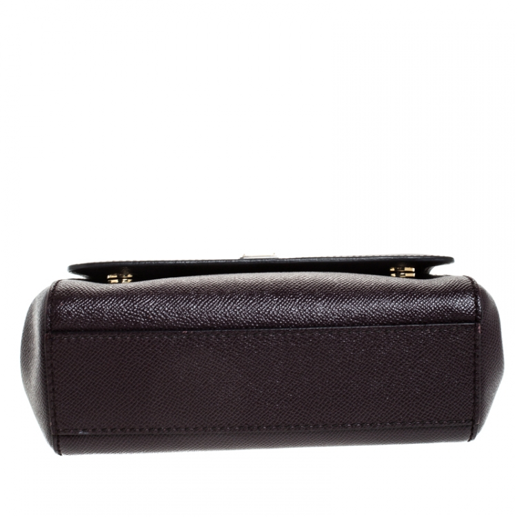 Pre Owned Dolce & Gabbana Burgundy Leather Small Miss Sicily Top Handle Bag