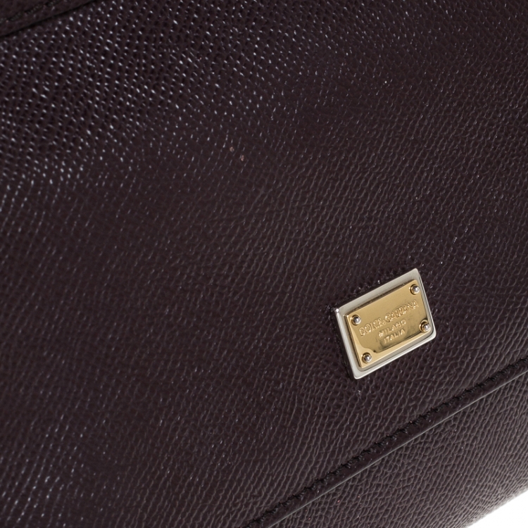 Pre Owned Dolce & Gabbana Burgundy Leather Small Miss Sicily Top Handle Bag