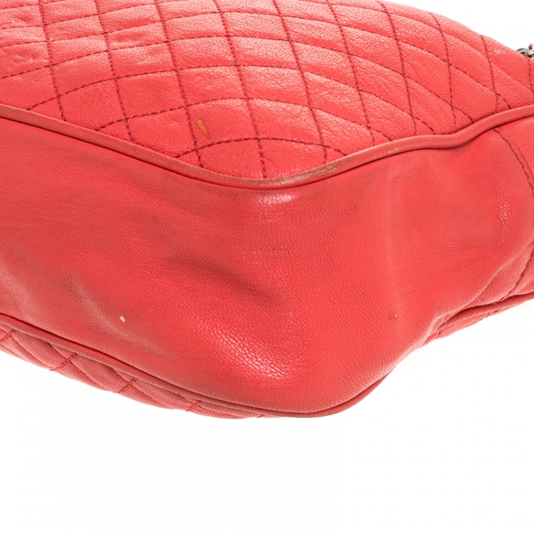Pre Owned Dolce & Gabbana Coral Quilted Leather Lily Glam Crossbody
