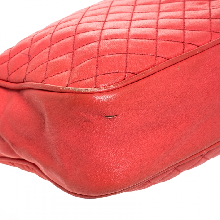 Pre Owned Dolce & Gabbana Coral Quilted Leather Lily Glam Crossbody