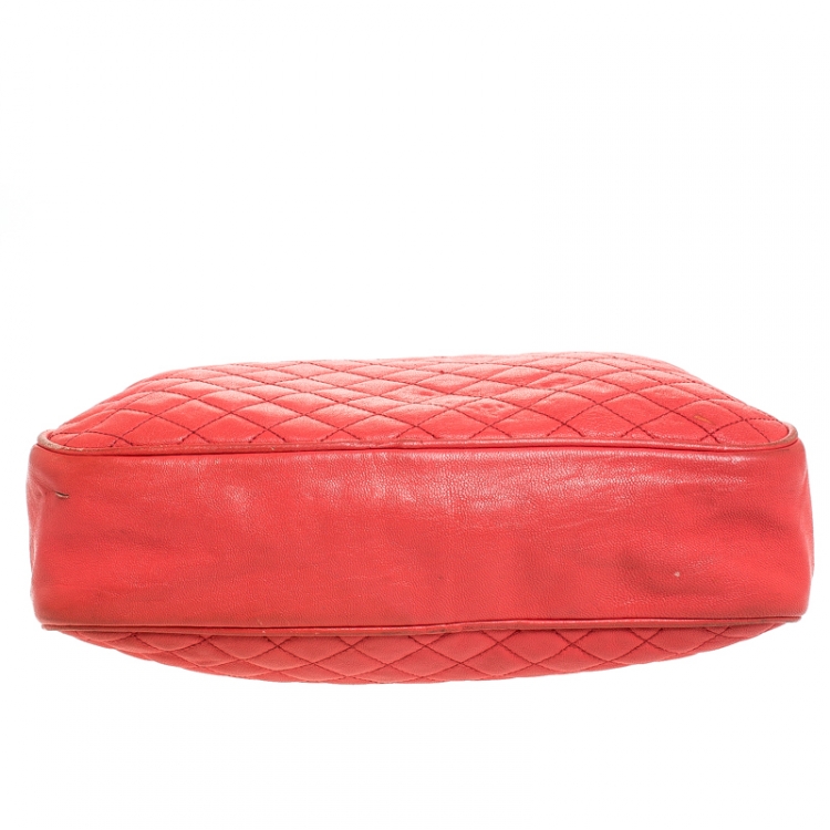 Pre Owned Dolce & Gabbana Coral Quilted Leather Lily Glam Crossbody