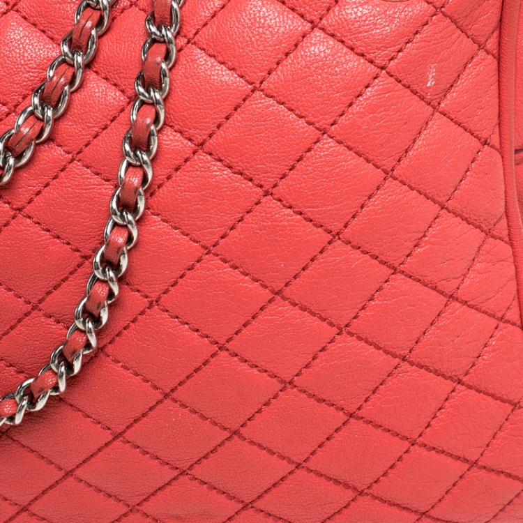 Pre Owned Dolce & Gabbana Coral Quilted Leather Lily Glam Crossbody