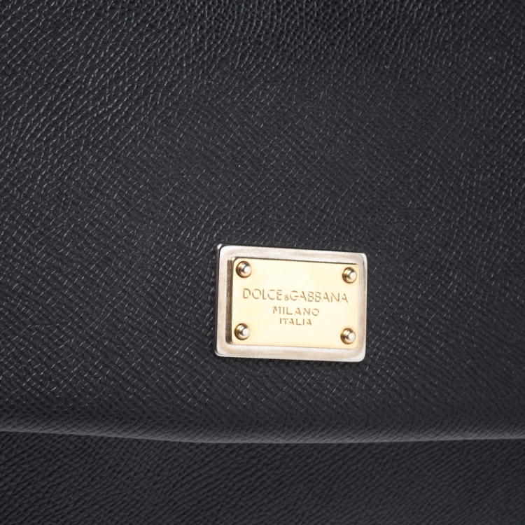Pre Owned Dolce & Gabbana Black Leather Large Miss Sicily Top Handle Bag 