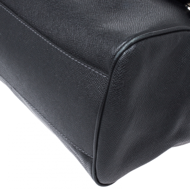 Pre Owned Dolce & Gabbana Black Leather Large Miss Sicily Top Handle Bag 