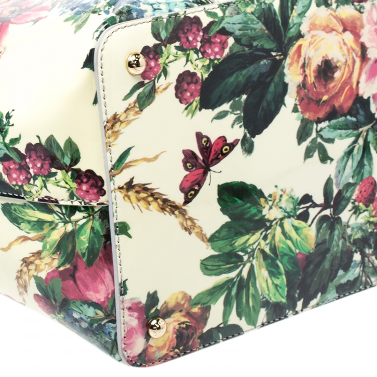 Pre Owned Dolce and Gabbana Multicolor Floral Print Patent Leather Miss Escape Tote