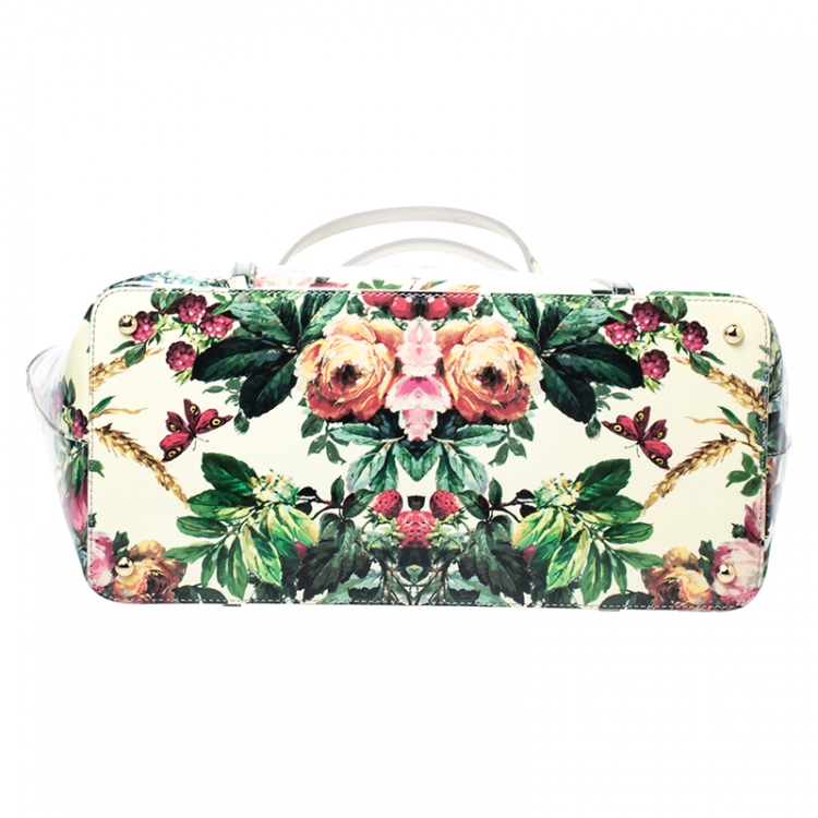 Pre Owned Dolce and Gabbana Multicolor Floral Print Patent Leather Miss Escape Tote