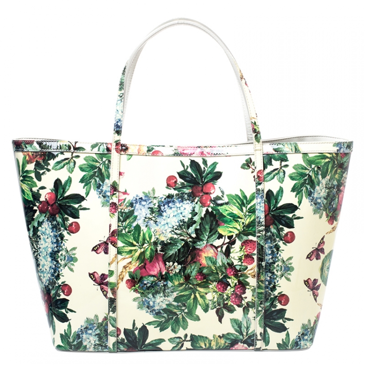 Pre Owned Dolce and Gabbana Multicolor Floral Print Patent Leather Miss Escape Tote