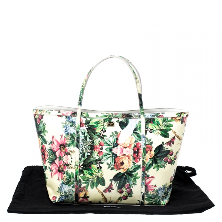 Pre Owned Dolce and Gabbana Multicolor Floral Print Patent Leather Miss Escape Tote