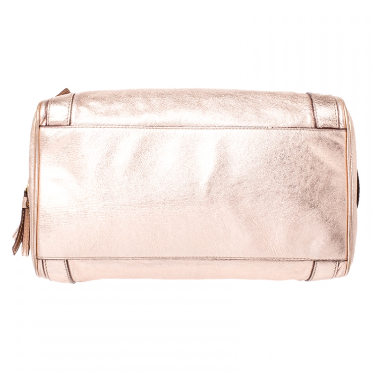 Pre Owned Dolce & Gabbana Metallic Pink Leather Miss Easy Way Boston Bag