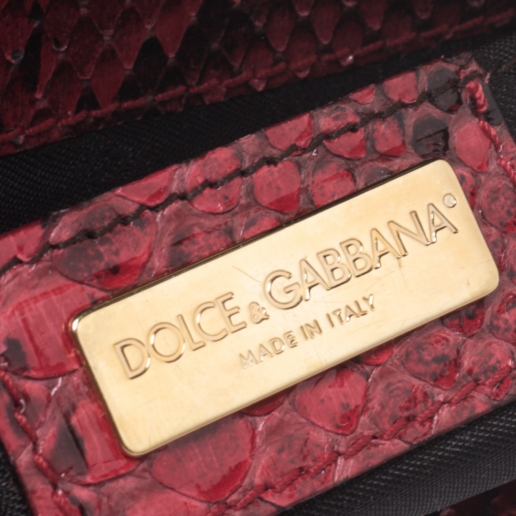 Pre Owned Dolce and Gabbana Multicolor Python D-Ring Flap Chain Hobo