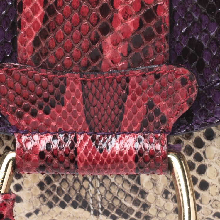 Pre Owned Dolce and Gabbana Multicolor Python D-Ring Flap Chain Hobo