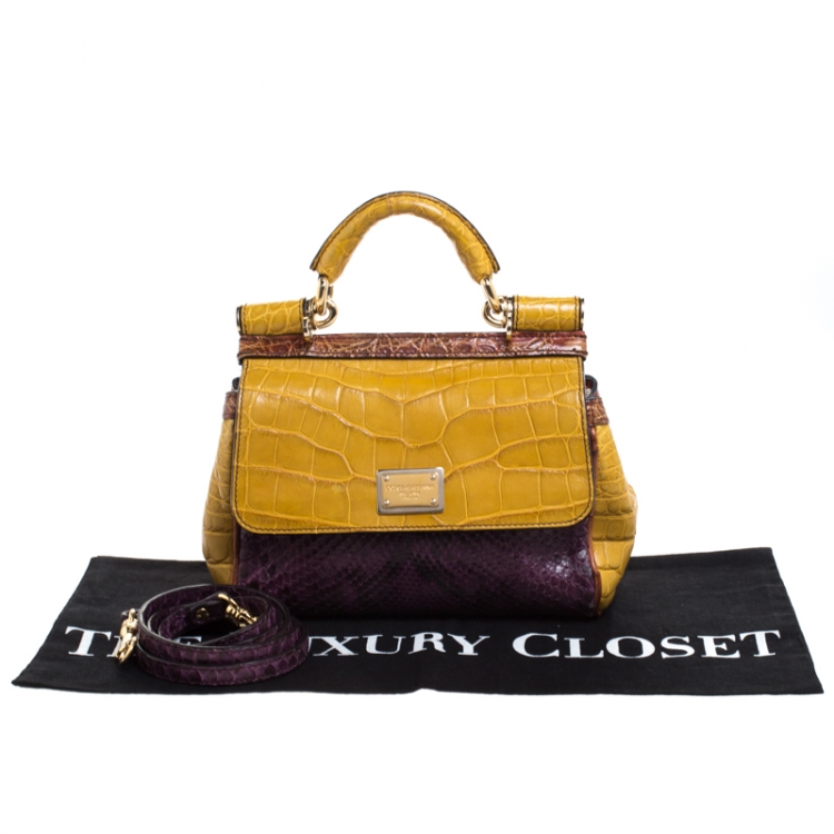 Pre Owned Dolce & Gabbana Multicolor Python and Crocodile Small Miss Sicily Top Handle Bag